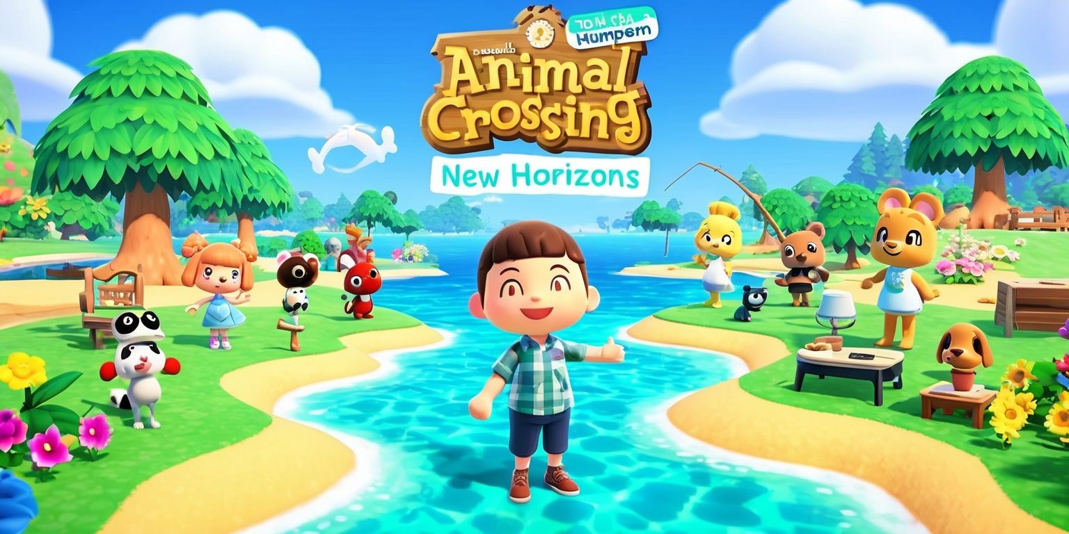 A vibrant and colorful digital illustration of the Animal Crossing: New Horizons game, featuring Tom Nook standing in front of a picturesque island landscape with crystal clear turquoise water, lush green trees, and brightly colored flowers, surrounded by various adorable characters from the game, including Isabelle and K.K. Slider, with a bright sunny sky and fluffy white clouds in the background, and a few iconic game elements such as fishing rods, furniture, and accessories scattered throughout the scene, with bold lines, soft textures, and a mix of pastel and earthy tones, showcasing the game's wholesome and relaxing atmosphere.